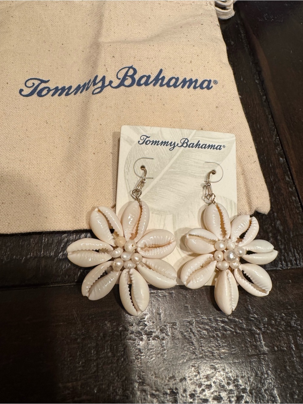 Tommy Bahama Ivory Shell Flower Drop Earrings